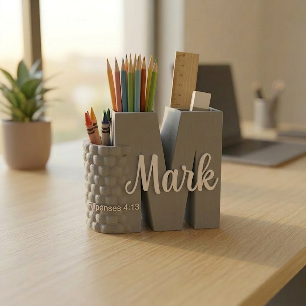 Custom 3D Printed Name Desk Organizer | Personalized Office Decor