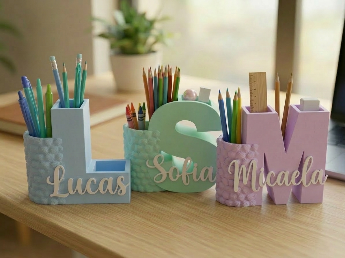 Custom 3D Printed Name Desk Organizer | Personalized Office Decor