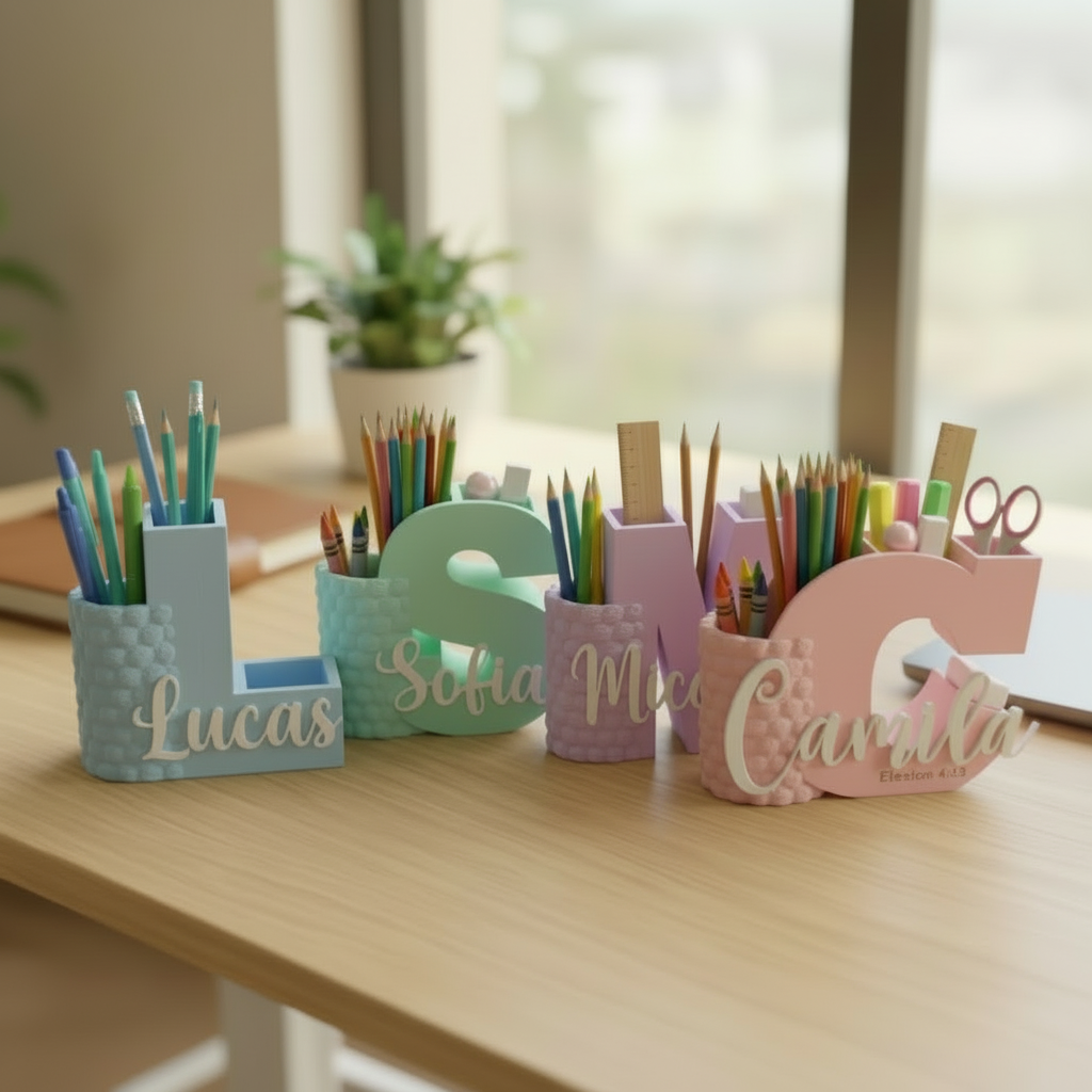 Custom 3D Printed Name Desk Organizer | Personalized Office Decor